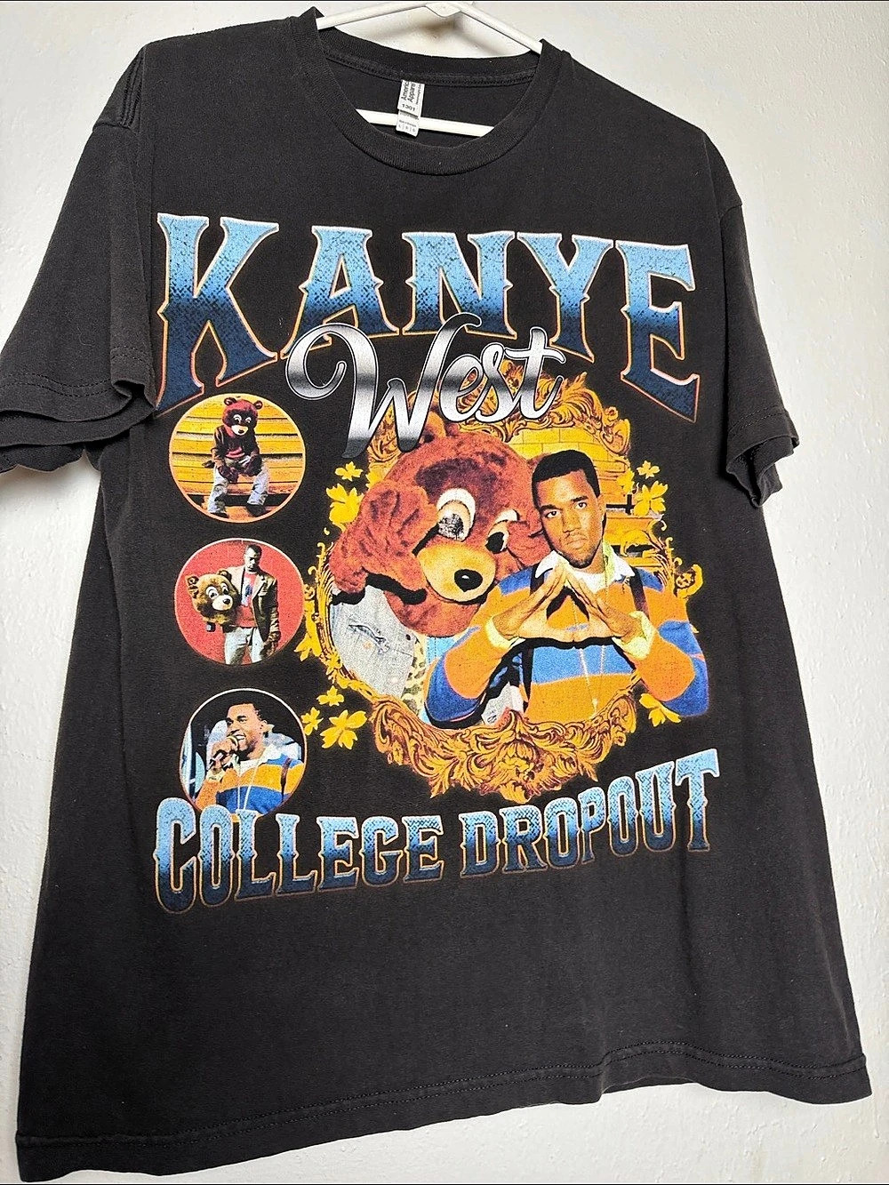American Apparel Kanye West College Dropout Graphic Tee Black & Blue Large